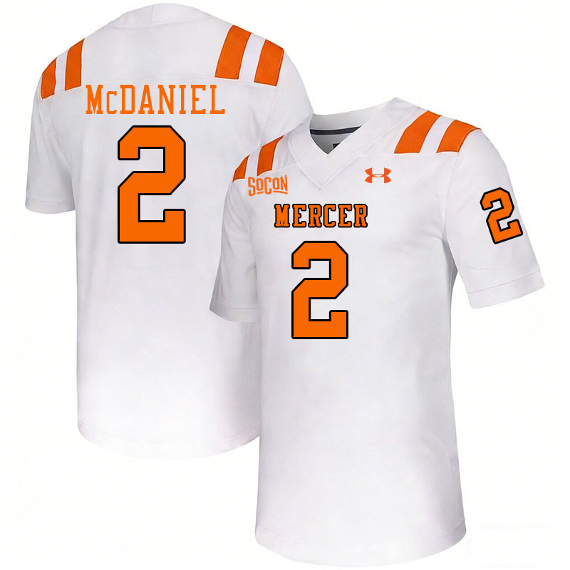 Mercer Bears #2 Adonis McDaniel College Football Jerseys,Uniforms Stitched-White